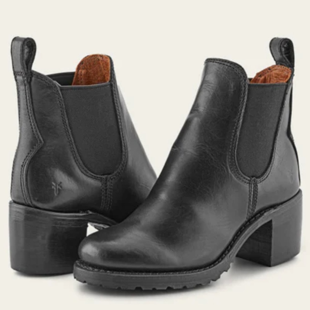 Frye Black Leather Ankle Booties